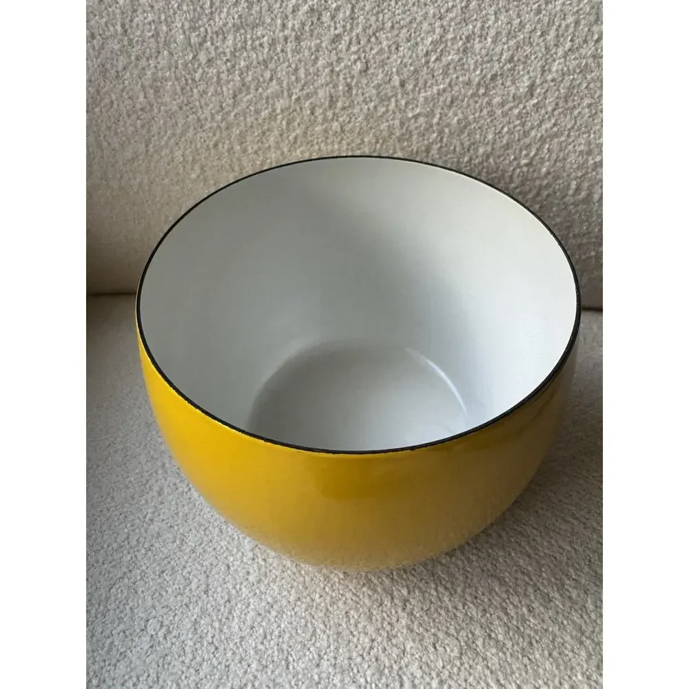 Vintage DANSK Design IHQ France Enamel Bowl 7 ¼” in Diameter x 6” Tall Yellow